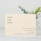 クリームレトロタイプライター結婚フォントのフォトバック セーブザデート (スタンド正面)