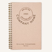 クリームレフェイクザー会社スタッフ名ロゴQRコード ノートブック (正面)