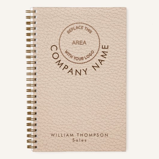 クリームレフェイクザー会社スタッフ名ロゴQRコード ノートブック (正面)