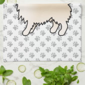 クリームロングコートチワフアカートゥーンドッグ&ポーズ キッチンタオル (折り畳み)