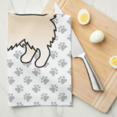 クリームロングコートチワフアカートゥーンドッグ&ポーズ キッチンタオル (四つ折り)