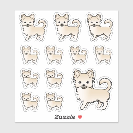クリームロングコートチワホアカワイカートカートマンガードッグ シール (シート)