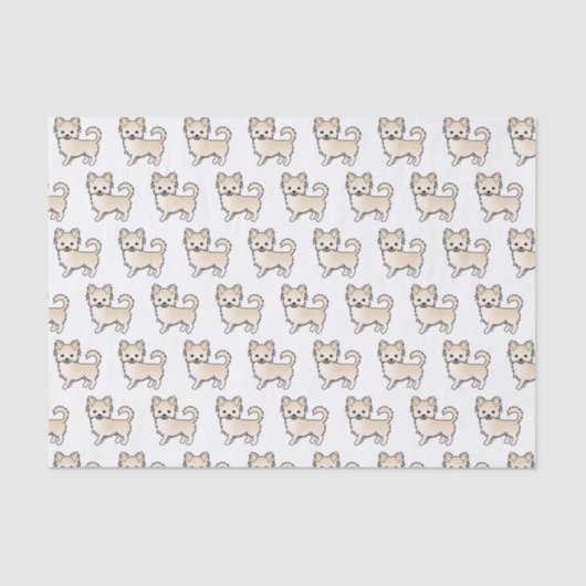 クリームロングコートチワホアカワイドッグパターン 薄葉紙 (正面)