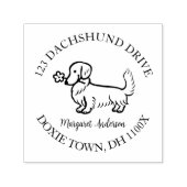 クリームロングダッシュンドカートゥーン差出人住所 セルフインキングスタンプ (デザイン)