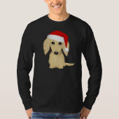 クリームロングヘアダックスシュントSanta Dogクリスマス Tシャツ (正面)