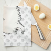 クリームロングヘアダッチシュントかわいい漫画の犬と手 キッチンタオル (四つ折り)