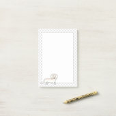 クリームロングヘアダッチシュントかわいい漫画の犬と手 ポストイット (デスク上)