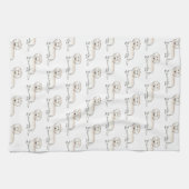 クリームロングヘアダッチシュントかわいい漫画の犬のパターン キッチンタオル (横)