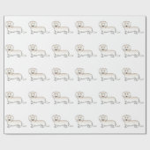 クリームロングヘアダッチシュントかわいい漫画の犬のパターン ラッピングペーパー (フラット)