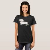 クリームロングヘアダッチシュントかわいい漫画の犬 Tシャツ (正面フル)