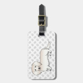 クリームロングヘアダッチシュント漫画の犬と文字 ラゲッジタグ (正面縦)