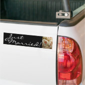 クリームローズブーケたった今結婚しましたバンパーステッカー バンパーステッカー (トラック上)