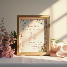 クリームワイルドフラワーバニー素朴おむつラッフル ポスター