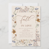クリームワイルドフラワー秋インラブブライダルシャワー 招待状 (正面)