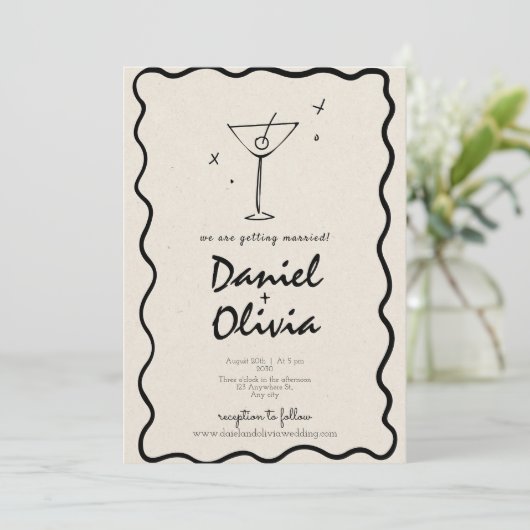 クリームヴィンテージウェディング 招待状 (スタンド正面)