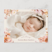 クリームヴィンテージフローラ秋フォト誕生 案内ポストカード (正面)