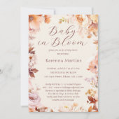 クリームヴィンテージフローラ秋ベビーイン開花シャワー 招待状 (正面)