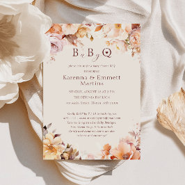 クリームヴィンテージフローラ秋ベビー-Q BBQベビーシャワー 招待状