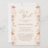 クリームヴィンテージフローラ秋女の子ベビーシャワー 招待状 (正面)