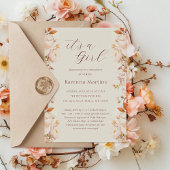 クリームヴィンテージフローラ秋女の子ベビーシャワー 招待状