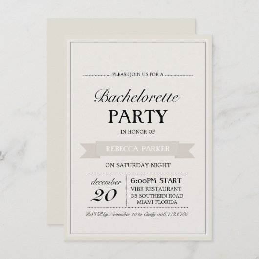 クリームヴィンテージポスターバチェロレッテ招待状 招待状 (正面/裏面)