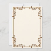 クリームヴィンテージ縁ど金ゴールドイスラム結婚教徒 招待状 (裏面)