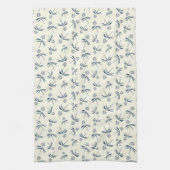 クリーム上の芽ブルーブランチ – シームレスなパターン。 キッチンタオル (縦)