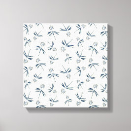 クリーム上の芽ブルーブランチ – シームレスなパターン。 キャンバスプリント