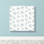 クリーム上の芽ブルーブランチ – シームレスなパターン。 キャンバスプリント (インサイチュ (ウッドフロア))