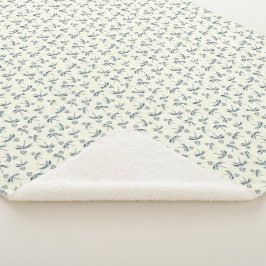 クリーム上の芽ブルーブランチ – シームレスなパターン。 シェルパブランケット