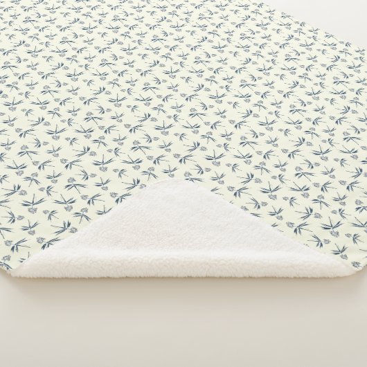 クリーム上の芽ブルーブランチ – シームレスなパターン。 シェルパブランケット (3/4)