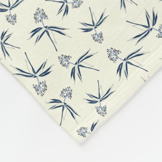 クリーム上の芽ブルーブランチ – シームレスなパターン。 フリースブランケット (角)