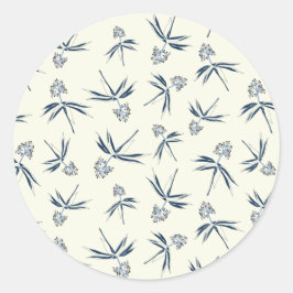 クリーム上の芽ブルーブランチ – シームレスなパターン。 ラウンドシール