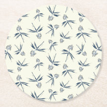 クリーム上の芽ブルーブランチ – シームレスなパターン。