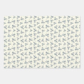 クリーム上の芽ブルーブランチ – シームレスなパターン。 ラッピングペーパーシート (正面3)