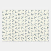 クリーム上の芽ブルーブランチ – シームレスなパターン。 ラッピングペーパーシート (正面)