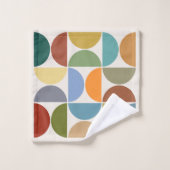 クリーム上のMCM半円パターン色 バスタオルセット (ウォッシュタオル)