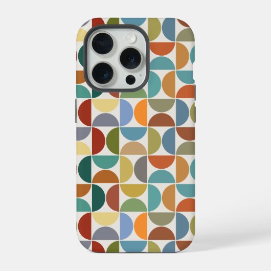 クリーム上のMCM半円パターン色 iPhoneケース (裏面)