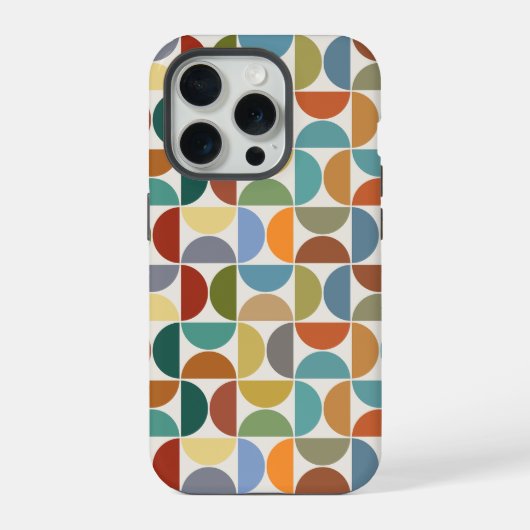 クリーム上のMCM半円パターン色 iPhoneケース (裏面)