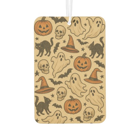 クリーム不気味の背景のレトロアイコン カーエアーフレッシュナー (裏面)