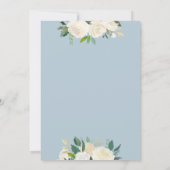 クリーム付き埃っぽい青十字、少年バプテスマ花模様 招待状 (裏面)