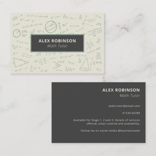 クリーム代数Math Tutor名刺 名刺 (正面/裏面)