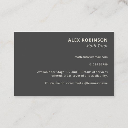 クリーム代数Math Tutor名刺 名刺 (裏面)