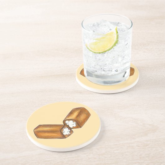 クリーム入りスナックケーキジャンクフードジャンクフードジャンキースイーツ コースター (側面)