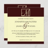 クリーム及びエスプレッソのモノグラムの結婚式招待状 招待状 (正面/裏面)