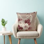 クリーム及びバーガンディの壁紙のプリント クッション (椅子)