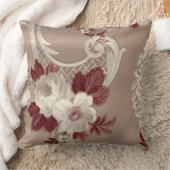 クリーム及びバーガンディの壁紙のプリント クッション (ブランケット)