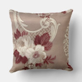 クリーム及びバーガンディの壁紙のプリント クッション (裏面)