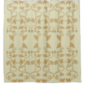 クリーム及び金ゴールド花柄シャワーカーテン シャワーカーテン (正面)