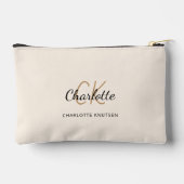 クリーム名モノグラムイニシャル モダン アクセサリーポーチ (裏面)